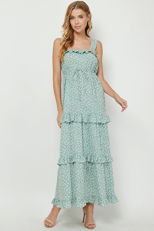 Tiered Ruffle Maxi Dress in ditsy print