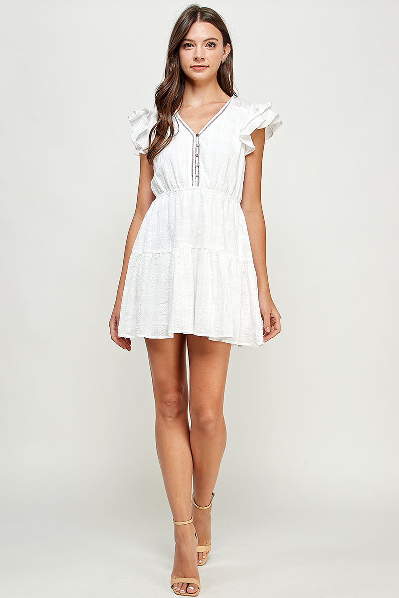 Button Down Ruffle Mini Dress