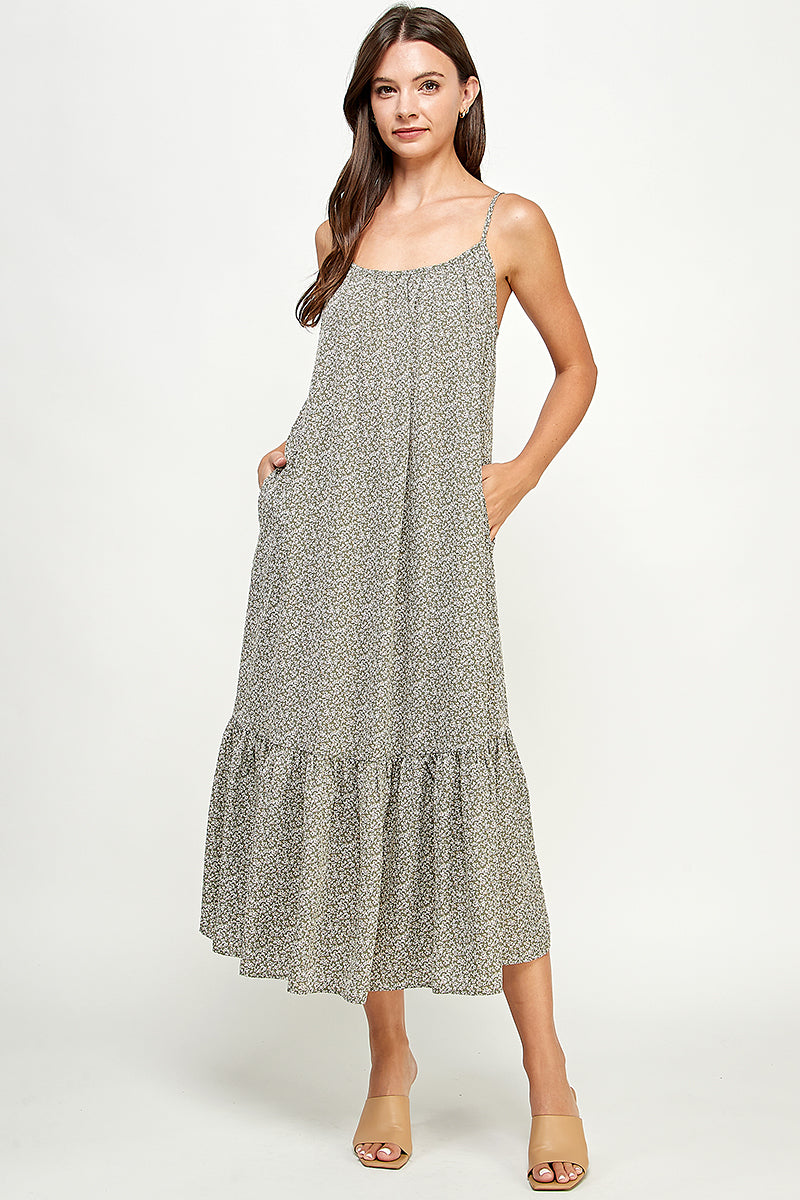 Effortless midi dress in ditsy print