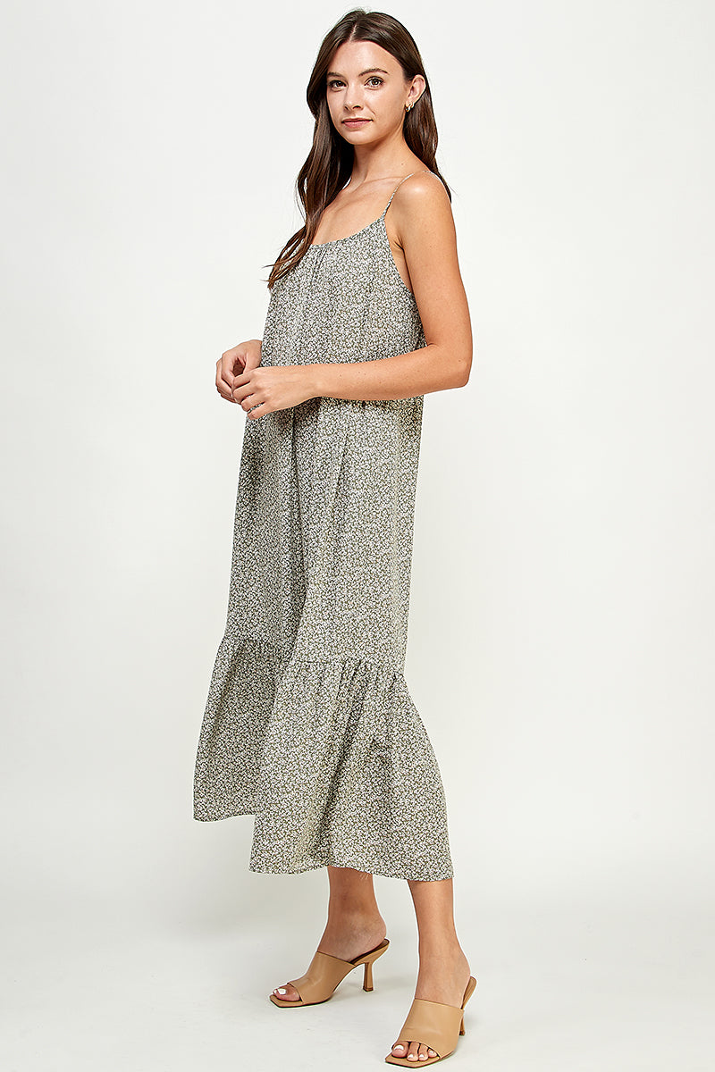 Effortless midi dress in ditsy print