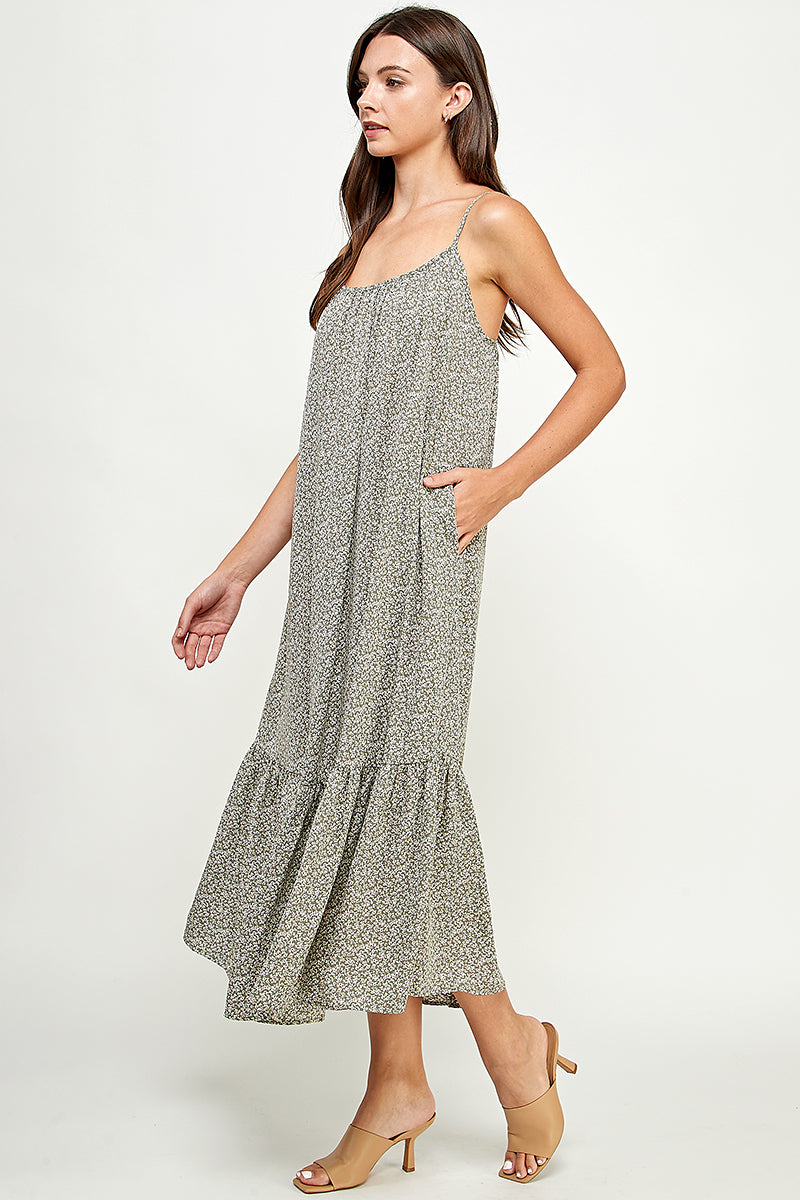 Effortless midi dress in ditsy print