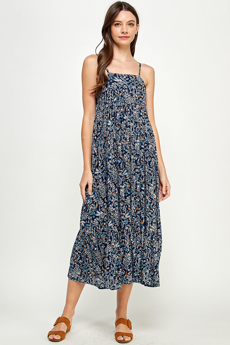 SLEEVELESS MIDI DRESS IN PAISLEY PRINT