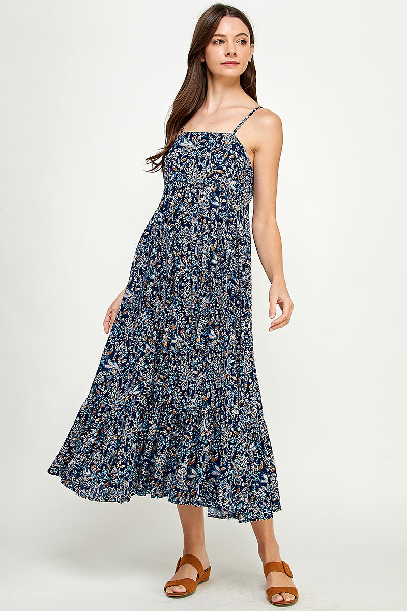 SLEEVELESS MIDI DRESS IN PAISLEY PRINT