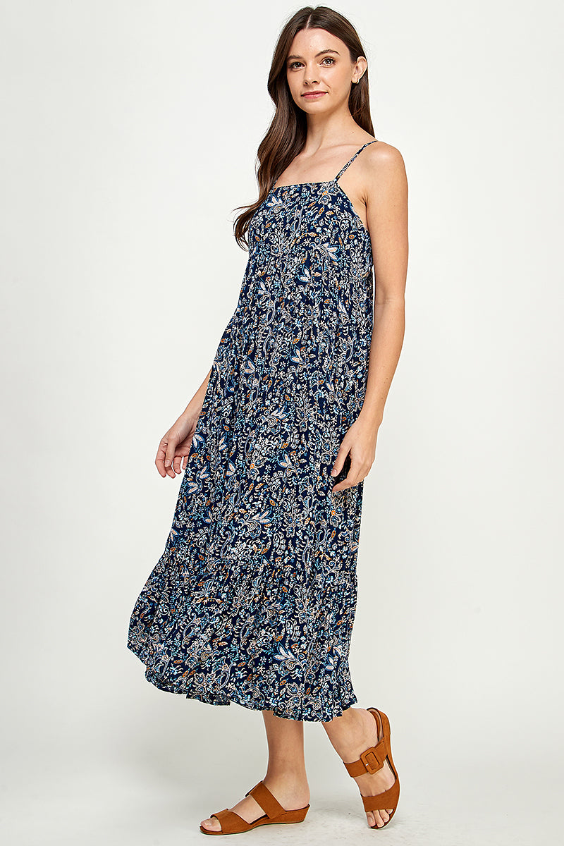 SLEEVELESS MIDI DRESS IN PAISLEY PRINT