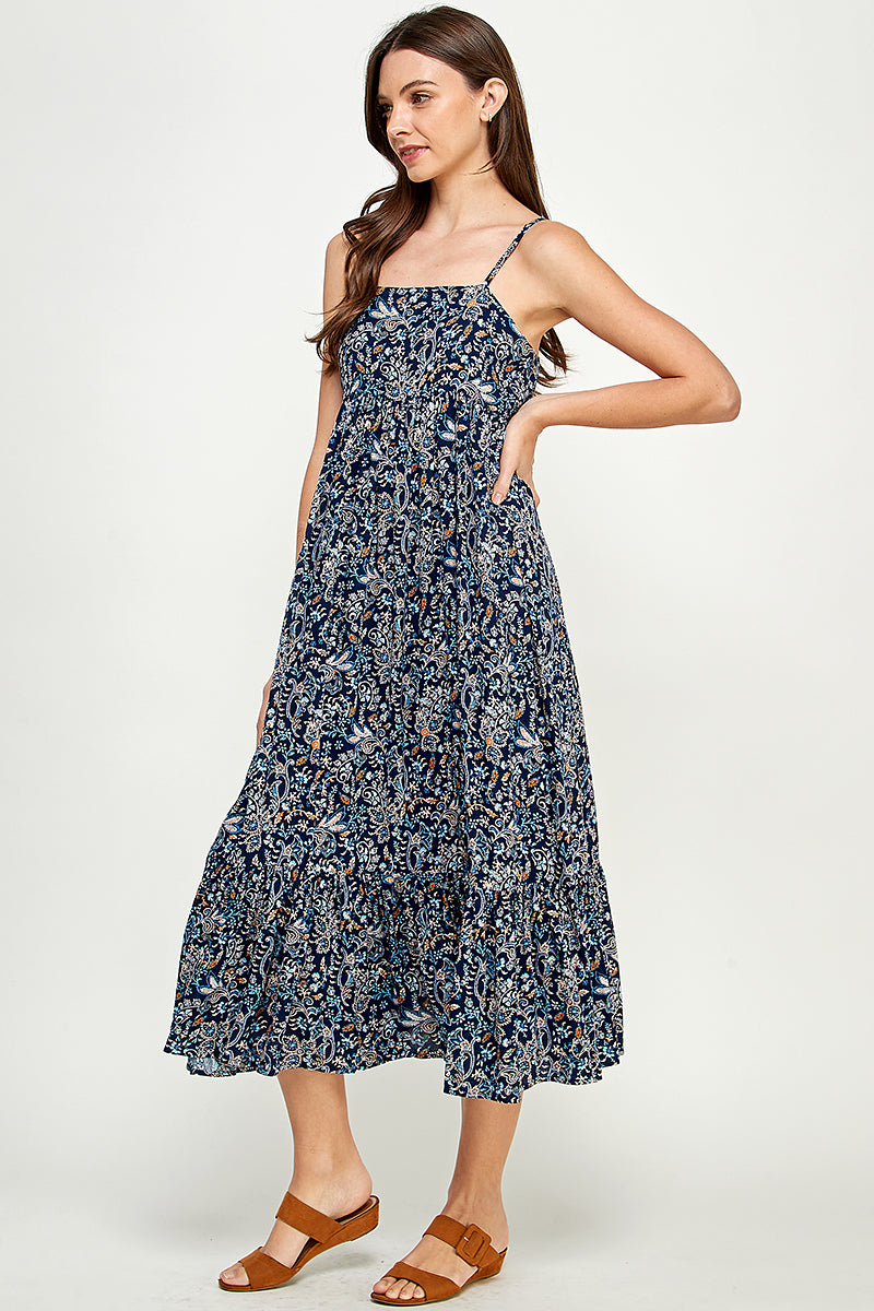 SLEEVELESS MIDI DRESS IN PAISLEY PRINT