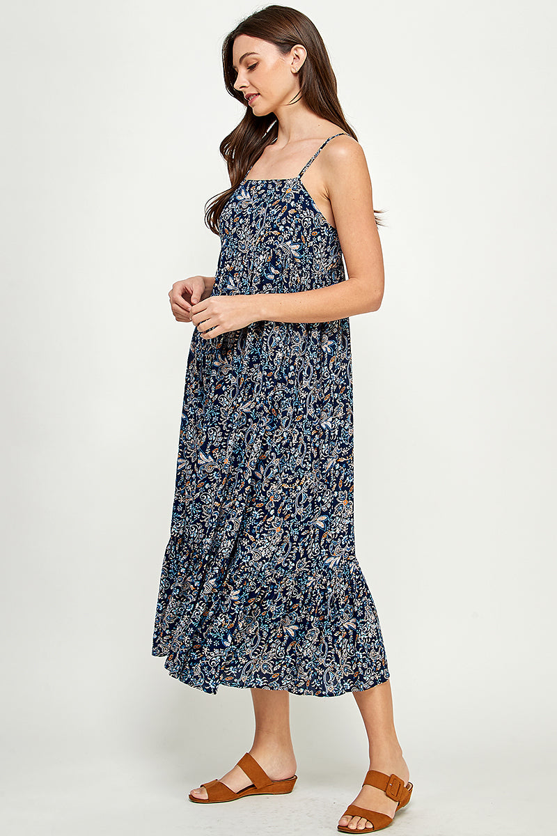 SLEEVELESS MIDI DRESS IN PAISLEY PRINT