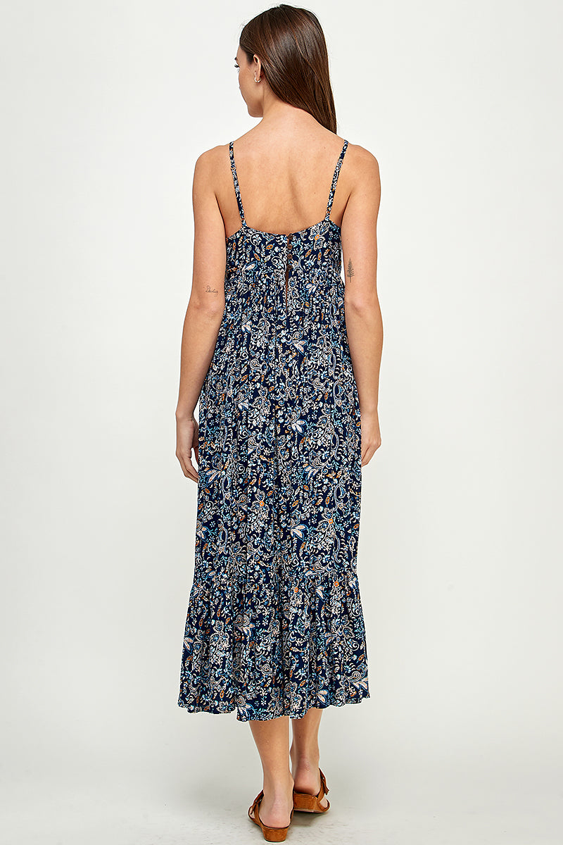 SLEEVELESS MIDI DRESS IN PAISLEY PRINT