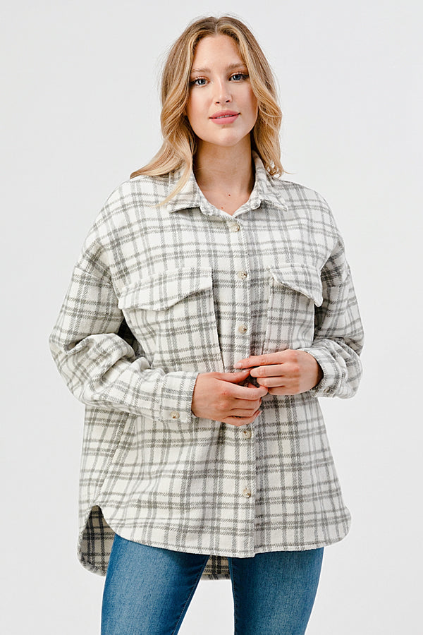 YURA OVERSIZED PLAID SHACKET IN SOFT FLEECE